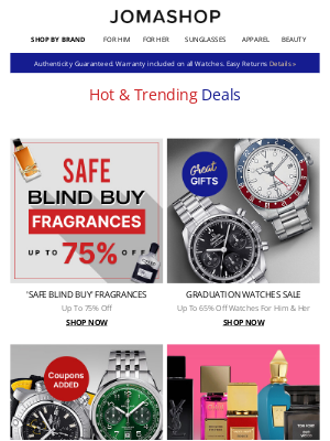 Jomashop - LAST CHANCE ❗ Save BIG on These Brands