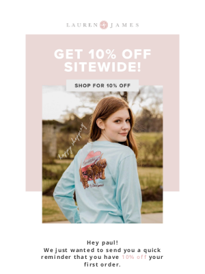 Lauren James - Don’t forget your 10% off!