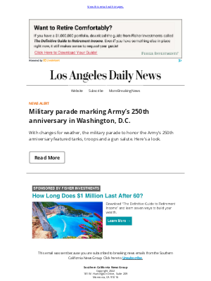 Los Angeles Daily News - News Alert:  Military parade marking Army’s 250th anniversary in Washington, D.C.