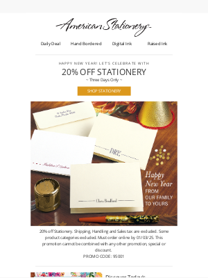 American Stationery - Start the New Year with 20% off!