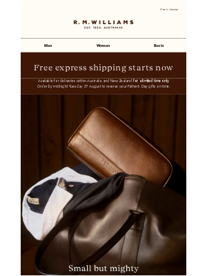 R.M.Williams - Enjoy free express shipping on all orders*