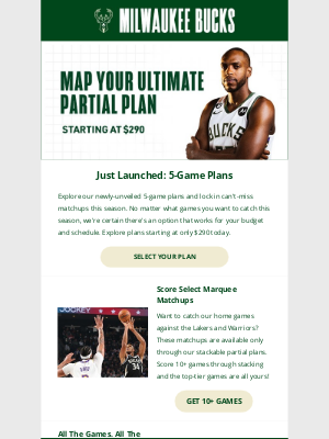Milwaukee Bucks - This JUST In: 5-Game Plans ON SALE NOW!