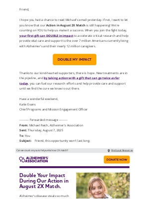 Alzheimer’s Association - This invitation still stands, Friend.