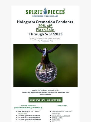Beyond the Urn - ✨ Limited Time: Hologram Cremation Pendants on Sale!