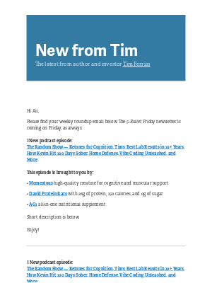 New from Tim — 