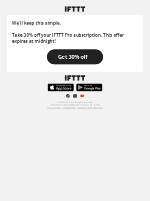 IFTTT - 30% off IFTTT Pro, just for you ⏰