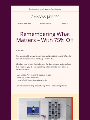 Canvas Press - 🇺🇸 Honor, Remember, & Save 75% – This Weekend Only