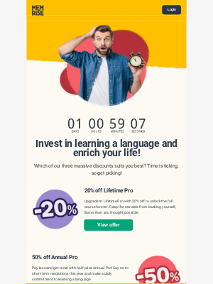 Memrise - FINAL call for our 3️⃣ huge New Year offers! ⏰