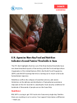 World Food Program USA - [Critical Update] Gazans at grave risk of famine