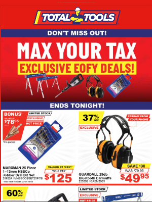 Total Tools (Australia) - Jean, Don't miss out! Get up to 60% off Exclusive EOFY Deals ONLY at Total Tools!