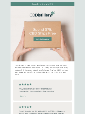 The CBDistillery - You’re Eligible for Free Shipping!