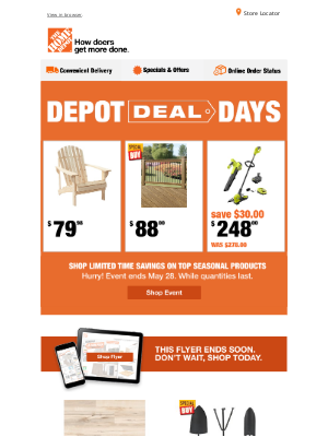 Hey Michael, Depot Deal Days Is Almost Over!