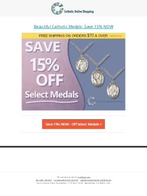 Your Catholic Voice Foundation - Beautiful Catholic Medals- Save 15% NOW