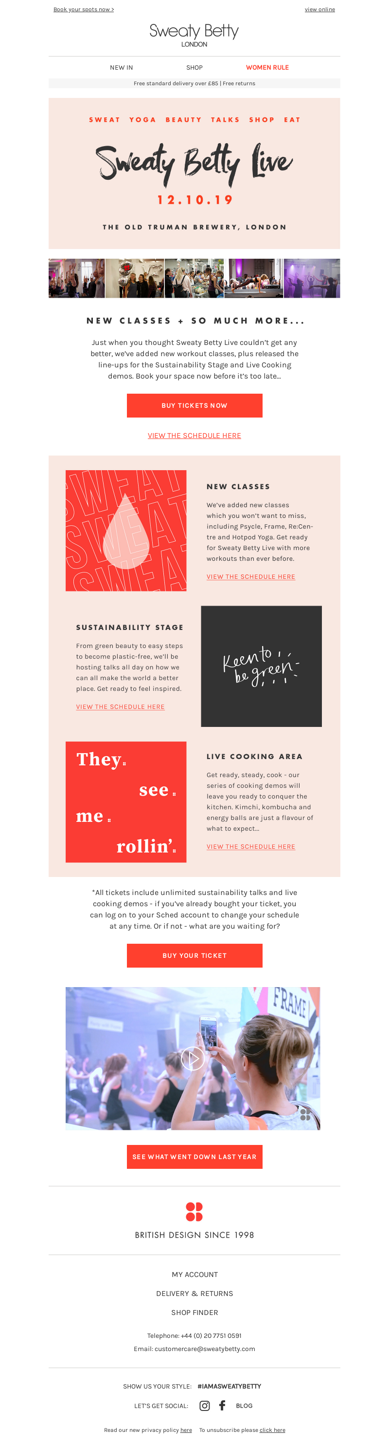 Yoga email idea and marketing strategy from Sweaty Betty