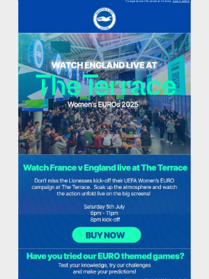 Brighton & Hove Albion FC (United Kingdom) - Don't miss the first England game of the EUROs 🦁