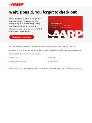 AARP - Your AARP membership transaction is incomplete