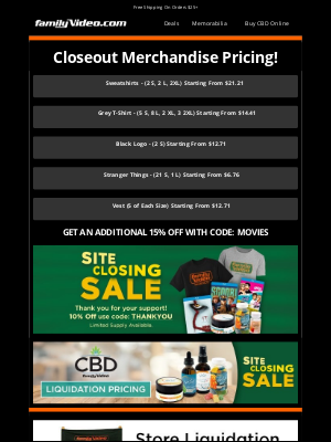 Family Video - Closeout Merchandise Pricing!