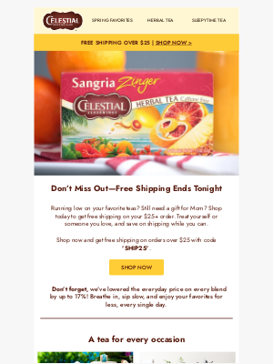 Celestial Seasonings - 📢🚚Last call for free shipping