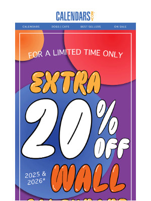 Calendars - 🎈 Upgrade your wall game -- Extra 20% off wall calendars
