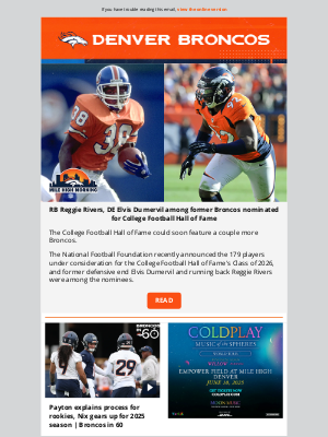 Denver Broncos - OJ: RB Reggie Rivers, DE Elvis Dumervil nominated for College Football Hall of Fame
