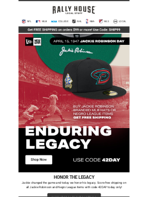 Rally House - 🎉 Celebrate Jackie Robinson Day with Free Shipping 🧢
