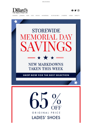 Dillard's - Storewide Memorial Day Savings: Shop Now for the Best Selection