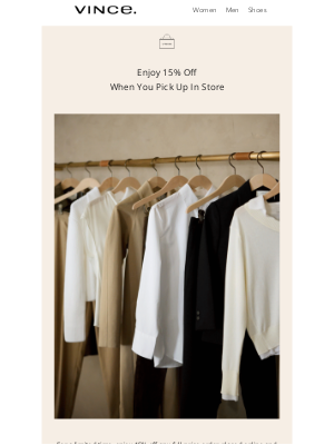 Vince - Enjoy 15% Off Your Purchase