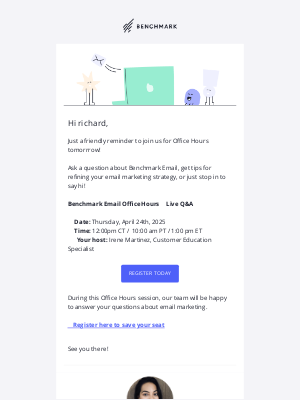 Benchmark Email - Last chance - Benchmark's April Office Hours