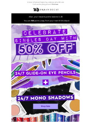 Urban Decay - 50% OFF Award-winning 24/7 Glide-On Eye Pencils and Mono Shadows