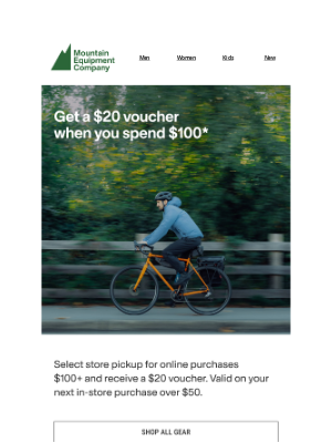 MEC (Canada) - Spend $100, get a $20 voucher – ending soon
