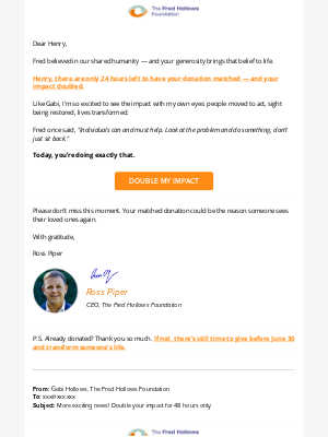 The Fred Hollows Foundation - FW: More exciting news! Double your impact for 48 hours only.