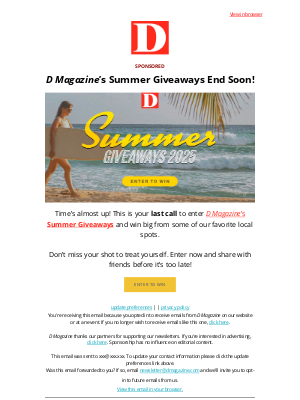 D Magazine - Enter Our Summer Giveaways Before It’s Too Late 🌞