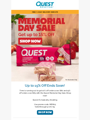Quest Nutrition - Don’t Miss up to 15% Off for Memorial Day!