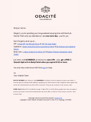 Odacité - ICYMI: 20% off SITEWIDE + FREE Body Polish 💙