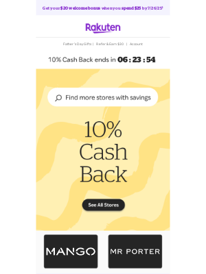 Rakuten - 10% Cash Back on top brands 🏆