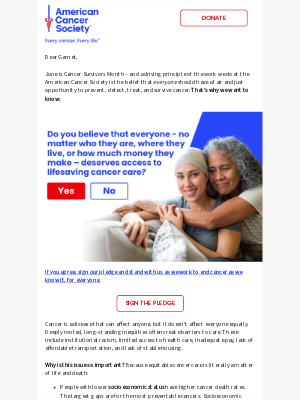 American Cancer Society - [ACT NOW] Equal access to cancer care can’t wait.