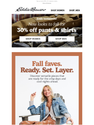 Eddie Bauer - 30% Off Fall Layers!