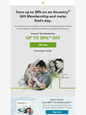 Ancestry - Gift Membership SALE: Dad will get it today!