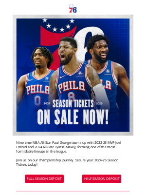 Philadelphia 76ers - ON SALE NOW | 2024-25 Season Tickets 🎟️