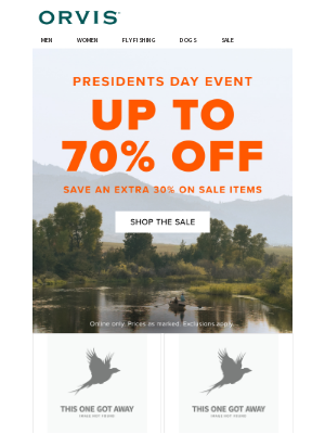 Orvis - 1 MORE DAY: Up To 70% Off Ends Tomorrow