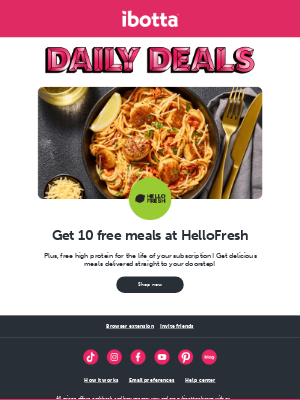 Ibotta - Daily Deal: Earn 45% cash back at HelloFresh