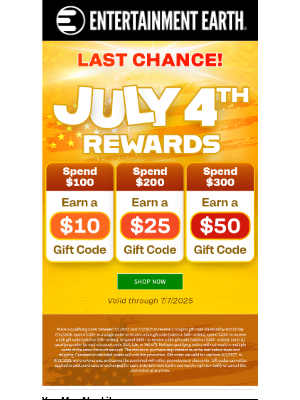 Entertainment Earth - mark, It’s Your Last Chance!