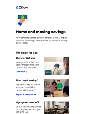 Zillow - Save on household and moving brands