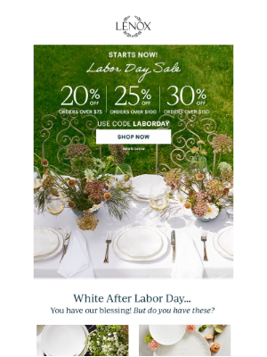 Lenox - Early Invite: Shop Labor Day NOW!