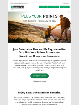 Enterprise Rent-A-Car - Plus Your Points is back, Mark!