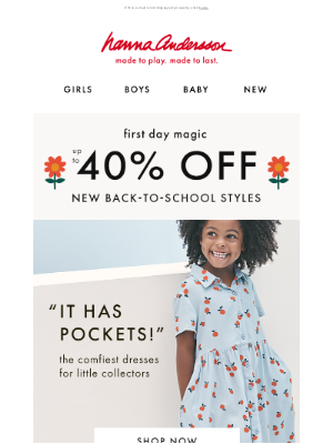 Hanna Andersson - Up To 40% Off Back-To-School ENDS TODAY