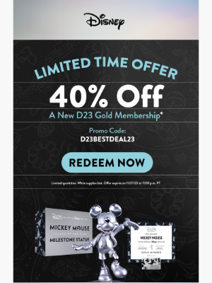 Shop Disney - MAGICAL OFFER: 40% off a new D23 Gold Membership!