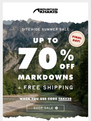 Mountain Khakis - LAST CALL: 30% Off Sitewide + Up To 70% Off Markdowns