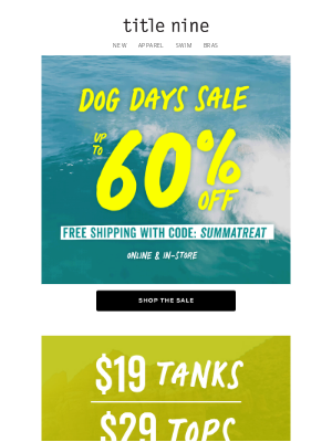 Title Nine - DOG DAYS STEALS: $19 Tanks! $29 Tops!