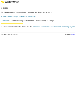 Western Union(United Kingdom) - Western Union - 4 (Statement of Changes in Beneficial Ownership) SEC Filing